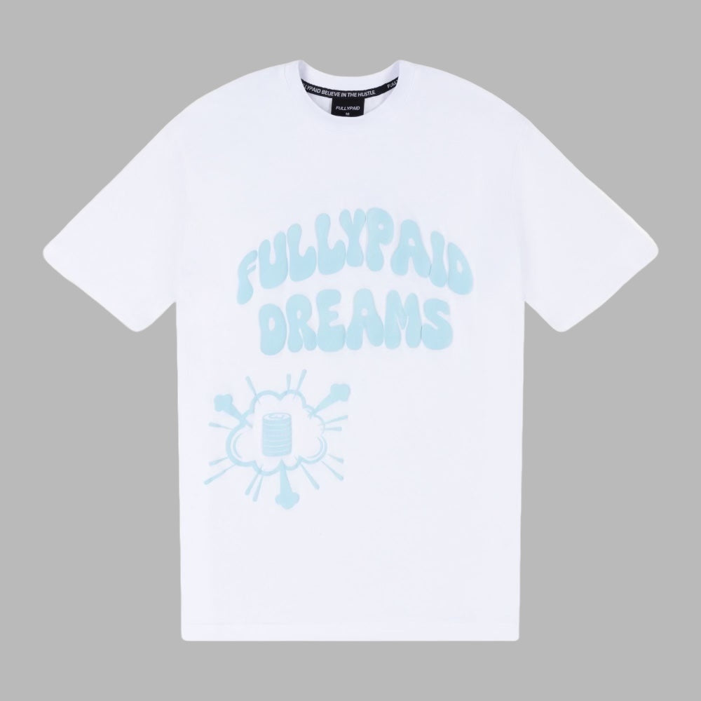 DREAMS OVERSIZED T-SHIRT | WHITE / SKY BLUE